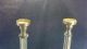 Pair 2 Antique Pressed Glass Brass Candlestick Matching Lamp Bases Lamps photo 4