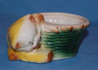 Vintage Porcelain Ceramic Hull Pottery Darling Cat Figurinewith Basket Planter photo