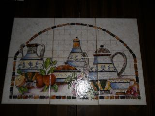 Set Of 6 H & R Johnson Ceramic Tiles.  Made In England.  Still Life Kitchen Scene photo
