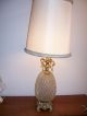 Vintage Glass Pineapple Table Lamp Hollywood Art Deco Swag Light Retro Lamps photo 5