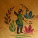 Antique Wood Bowl Painted W Hunter Or Soldier W Gun Bowls photo 1