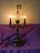 Antique Brass And French Metal Table Foyer Dresser Lamp W Puti And Candle Lights Lamps photo 1