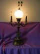 Antique Brass And French Metal Table Foyer Dresser Lamp W Puti And Candle Lights Lamps photo 2
