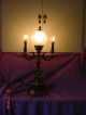 Antique Brass And French Metal Table Foyer Dresser Lamp W Puti And Candle Lights Lamps photo 3
