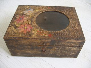 Vintage Antique Bulgarian Wooden Box For Clocks photo