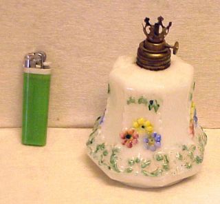 Miniature Victorian Antique V.  C.  Co.  Oil Lamp Hand Painted Floral photo