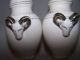 Pair Atq.  Neoclassical Porcelain Lidded Jar Urn Gold Rams Head Handles Unmarked Jars photo 4