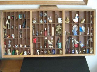 Grandma ' S Printers Tray Filled With Minatures & Over 50 Years Of Knick Knacks photo