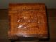 Vintage C.  1950 ' S Detailed Asian Hand Carved Large Satin Lined Box Brass Hardware Boxes photo 3