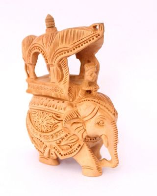 Exquisite Hand Carved Wooden Indian Royal Ambabari Elephant Sculpture Statue photo