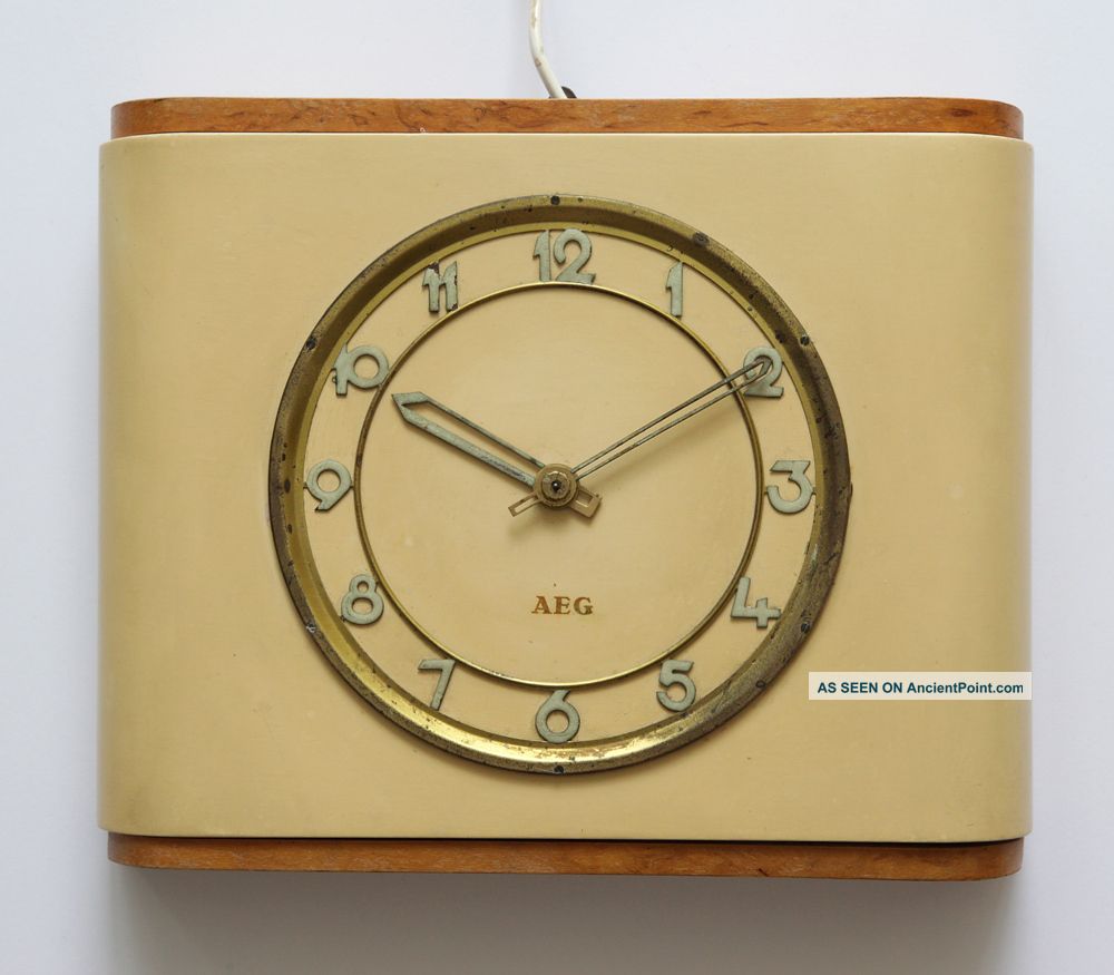Antique 1932 Aeg Germany Wall Desk Clock - Art Deco - No Junghans Kienzle Clocks photo
