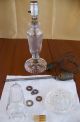 Pair Of Antique Pressed Ribbed Glass Boudoir Vanity Lamps - Need Rewired - Parts Lamps photo 1