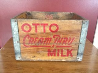 Antique Milk Crate/ Box.  Otto Milk Company Pittsburgh Pa.  Milk Advertising. photo