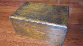 Old Oak 4x6 Index Card Sized File Box Wooden Dovetailed 10 3/4in.  Deep photo
