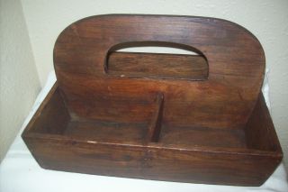 Vintage Rustic Wooden Tool/tote Box With Handle photo