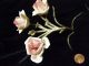 Vtg Antique Italian Tole Decoration Gilt W Pink Porcelain Roses Chic Shabby Toleware photo 3