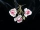 Vtg Antique Italian Tole Decoration Gilt W Pink Porcelain Roses Chic Shabby Toleware photo 6