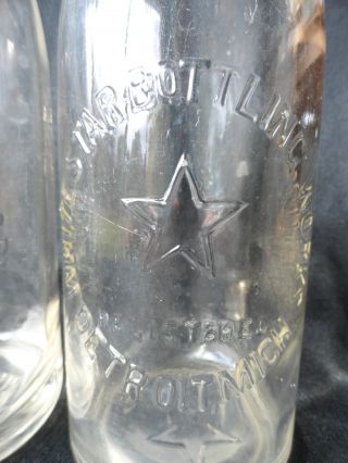 Vintage Antique White Star Bottling Works Detroit Mich Mi 2 Bottles Clear Glass photo