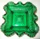 Victorian Floral Decorated Enamel Emerald Green Glass Footed Bowl W Ruffled Edge Bowls photo 2