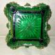 Victorian Floral Decorated Enamel Emerald Green Glass Footed Bowl W Ruffled Edge Bowls photo 5