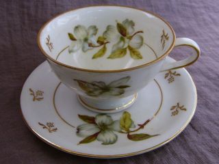 Winterling Demitasse Cup & Saucer Made In Germany Dogwood Flower Gold Leaf Crown photo