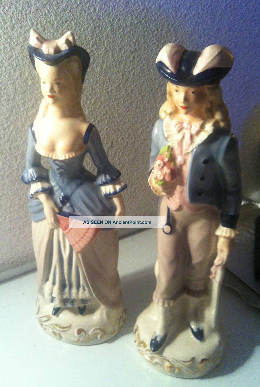 Antique Rare Tall Cordey Colonial Porcelain Figurine Couple. Figurines photo