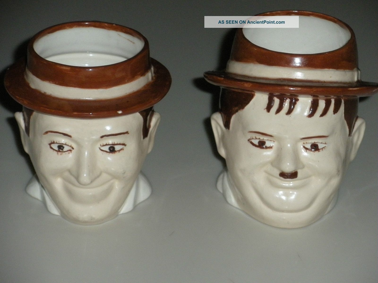 Vintage Laurel & Hardy Mugs Handpainted 1973 Mugs & Tankards photo