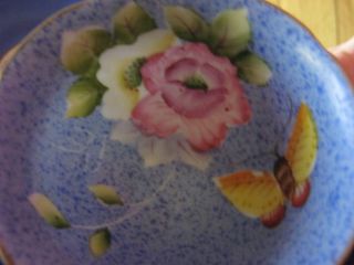 Blue Speckled Teacup & Saucer Made In Japan Handpainted Design photo