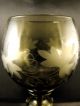 19th C Blown Green Roemer Glass With Bell Shaped Foot,  Prunts And Engraved Bowl Stemware photo 3