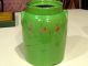 Vintage Ceramic 10.  5 Inch Green Crock W/ Lid W/ Some Painting Excellent Crocks photo 1