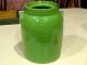 Vintage Ceramic 10.  5 Inch Green Crock W/ Lid W/ Some Painting Excellent Crocks photo 2