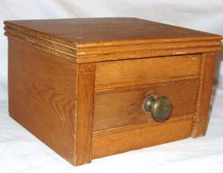 Vintage Antique Wood Box Cabinet 1 Large Drawer Spice Jewelry Coffee Advertising photo