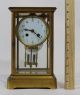 Antique French Brass Crystal Regulator Clock W/ Providence Ri Porcelain Face Clocks photo 1