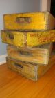 4 Yellow Shabby Yard Art Coke Coca Cola Wood Wooden Soda Pop Crate Crates Case Boxes photo 1
