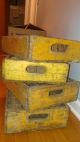 4 Yellow Shabby Yard Art Coke Coca Cola Wood Wooden Soda Pop Crate Crates Case Boxes photo 2