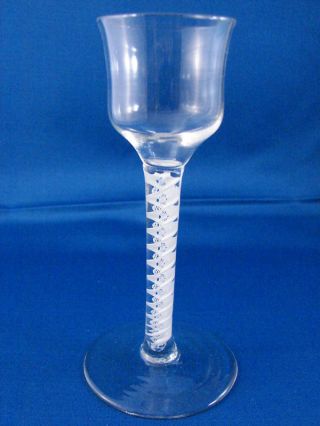 18th C Blown English Georgian Opaque Twist Wine Glass photo