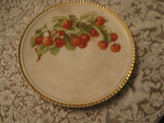 Lovely Antique Porcelain Plate With Cherries photo