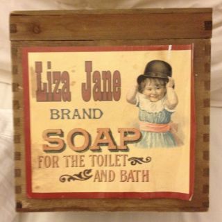 Antique~handmade Wood Box~original Color Paper Ad~liza Jane Brand~soap Box~1920s photo