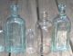 8 Antique Vintage Old Clear Green Blue Glass Cork Top Embossed Bottles Bottles photo 2