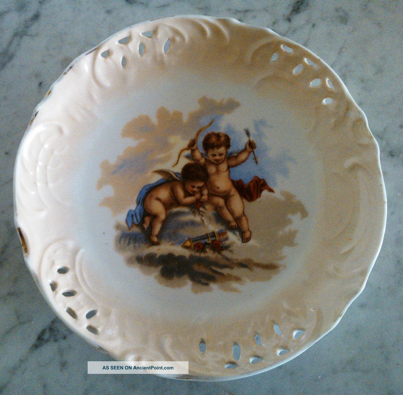 Antique Victorian Plate Angels Cherubs Cupids Putti Love 1800s Plates & Chargers photo