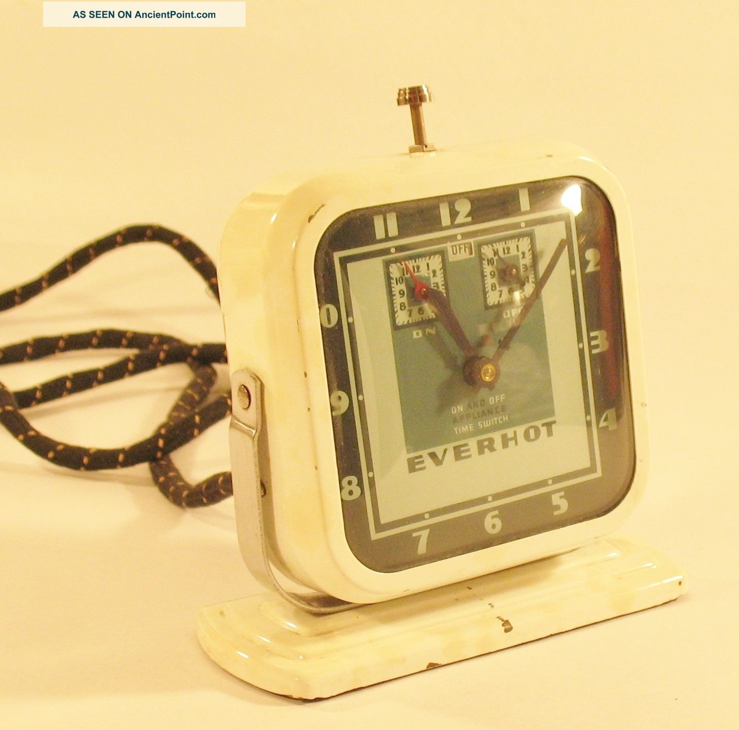 Antique Everhot Art Deco Clock Winder Bubble Glass Rare Works Appliance Timer Clocks photo