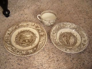 Gw Turner & Sons Tunstall Brown Cup,  Plate And Bowl photo