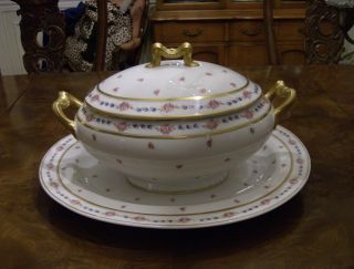 Fabulous Antique Limoges Platter And Tureen - Holiday Piece photo