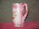 Vintage Victorian Shabby Roses Ceramic Pitcher Pink Cream Eden Rose Gorgeous Pitchers photo 3