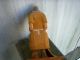 Vintage Carved Wood Hard Working Old Woman With Broom/apron/stockings Fallen Carved Figures photo 2