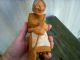 Vintage Carved Wood Hard Working Old Woman With Broom/apron/stockings Fallen Carved Figures photo 4