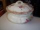 Antique Royal Ironstone Soap Dish 1880 Pink Flowers White 5x5x4 