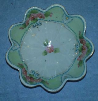 Nippon Hand Painted Footed Ruffled Bowl photo