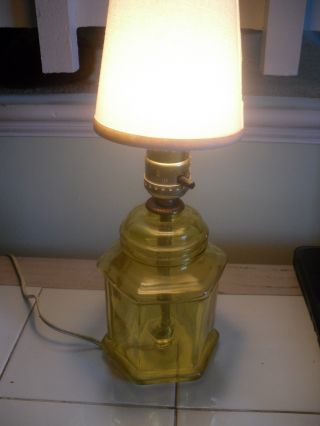 Mid - Century Blenko Yellow Depression Glass Lamp Art Deco Shade photo