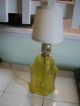 Mid - Century Blenko Yellow Depression Glass Lamp Art Deco Shade Lamps photo 3